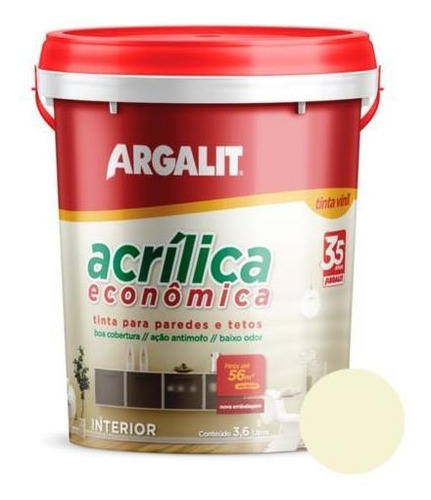 Tinta Acrílica Econômica Palha 3,6l - Argalit