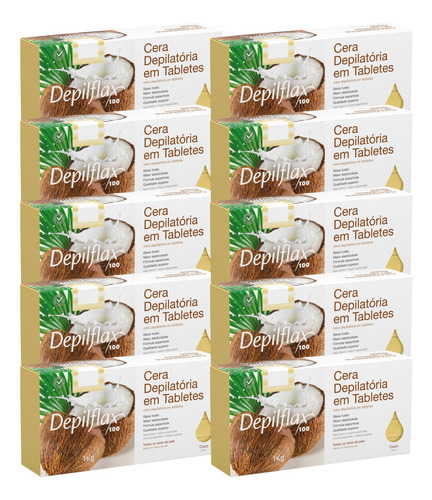 10kg Cera Quente Coco Em Tabletes Depilação Depilflax