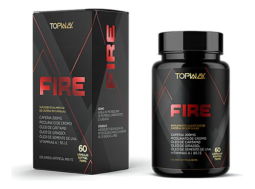 Termogênico Fire Topway 60 Cap 200mg Cafeína Cromo Vitaminas