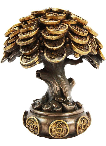 Ebros Feng Shui Gold Tree Statue Golden Money Coin Tree...