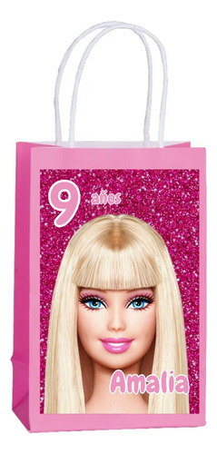 12 Bolsas Barbie Para Dulces Cotillón Personalizado Dulcero