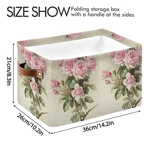 Caja Almacenamiento Plegable Diseño Rosas Vintage Asas Estan