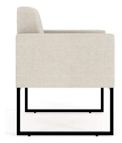 Kit 03 Poltronas Decorativas Sala e Recepção Base Fixa Metal Helô L02 Linho Champagne