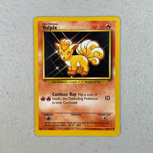 Lp Vulpix Base Set 1999 Vintage Cartas Pokemon Tcg Vulpix Base Set 1999 Inglés (Usado)