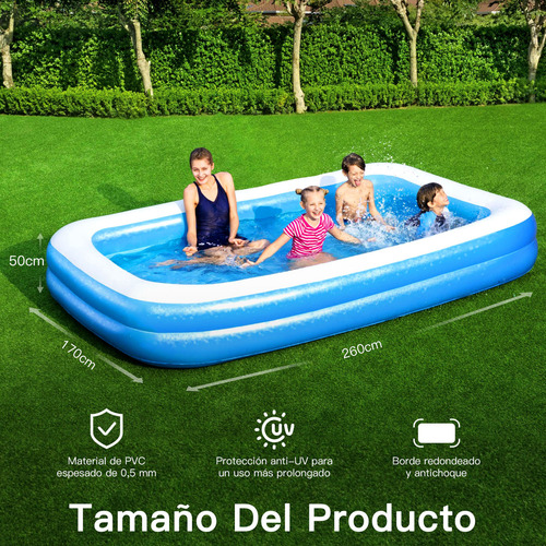 Cddgl Alberca Inflable Grande Piscina Dos Nivele Rectangular 200cm Ideal Para Toda La Familia Color Azul Alta Calidad Alberca Inflable Familiar Piscina Para Niños