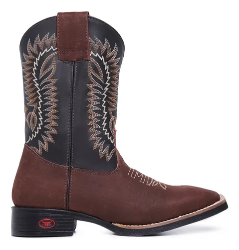 Bota country masculina bico quadrado texana couro cano longo 2025