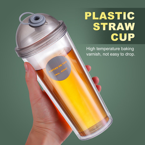 Vaso De Plástico Con Pajita, Vaso De Agua De Dos Pisos, Prác