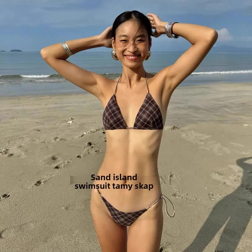 Bikini Retro A Cuadros First Encounter Jianxue Color Brown