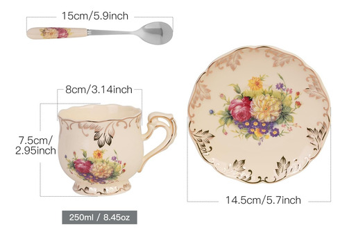 Copa De Té Y Platillo De Yolife, Juego De Té De Té De 8 Oz,