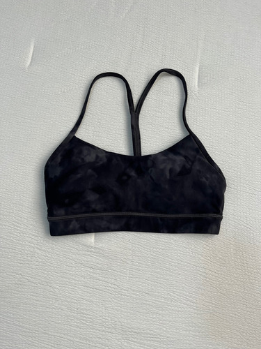 Lululemon Flow Y Bra Deportivo Color Negro Diamond Dye Pitch Grey Tie Dye 4 (Usado)