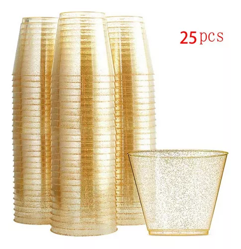 Vasos de plástico dorado Copas de vino de plástico transparente