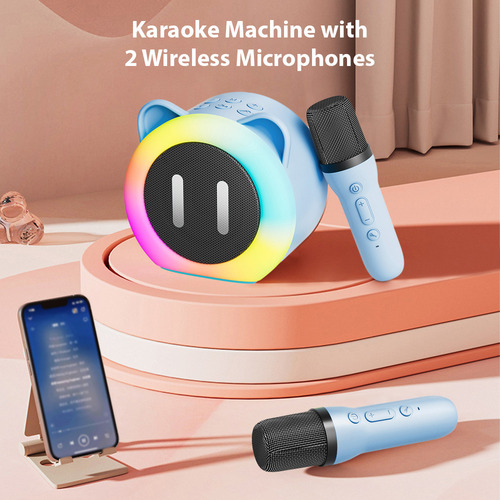 Micrófono Con Altavoz Inalámbrico Karaoke Machine 2 Micrófon