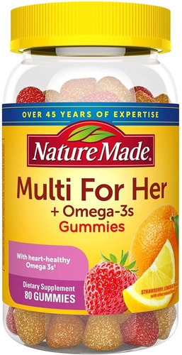 Multivitamínico feito na natureza para mulheres + sabor ômega-3 de morango e laranja