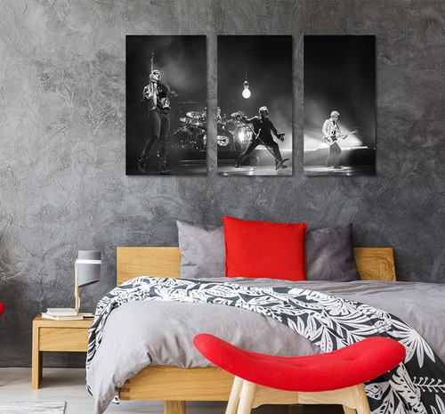 Tríptico U2 120x70 Musica Lienzo Canvas  Decorativo