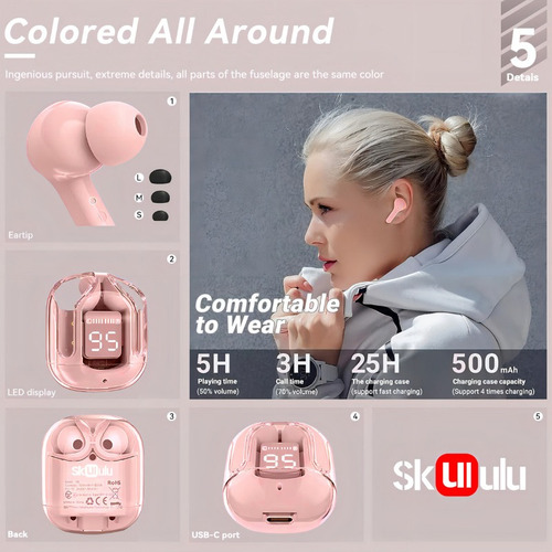 Auriculares Bluetooth Inalámbricos Tws 5.3 Hifi Hd Calidad C