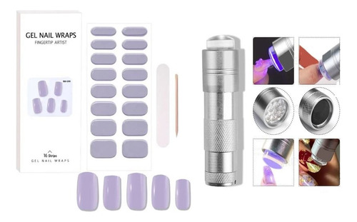 Sticker De Gel Autoadhesivos Nail Wraps + Linterna Uv Led