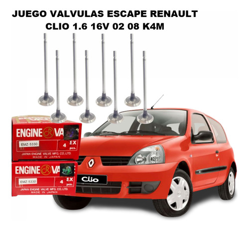 Juego Valvulas Escape Renault  Clio 1.6 16v 02 08 K4m
