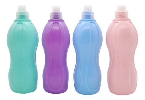 Botella Plastica  500cc Tapa Pushpull Colores Pastel X 12 U