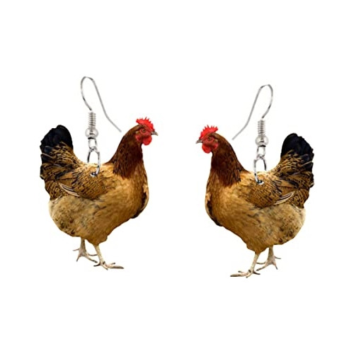 Aretes De Acrílico Con Diseño De Gallinas Para Mujer