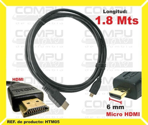 Cable 1.8 M Micro Hd 6mm A Hd Machos Ref Htm05 Computoys Sas