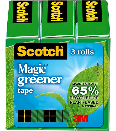 Cinta Scotch Magic Greener, Invisible, 0.75 PuLG. X 900 PuLG