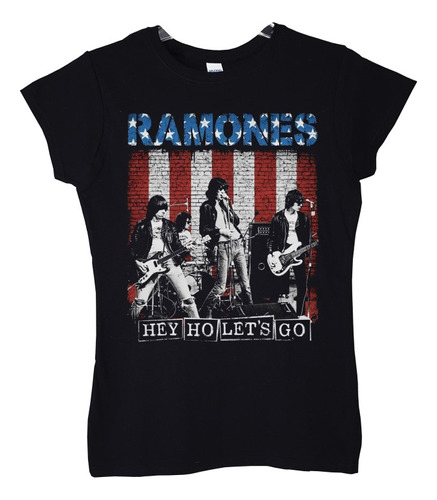 Polera Mujer Ramones Poster Hey Ho Lets Go Punk Abominatron