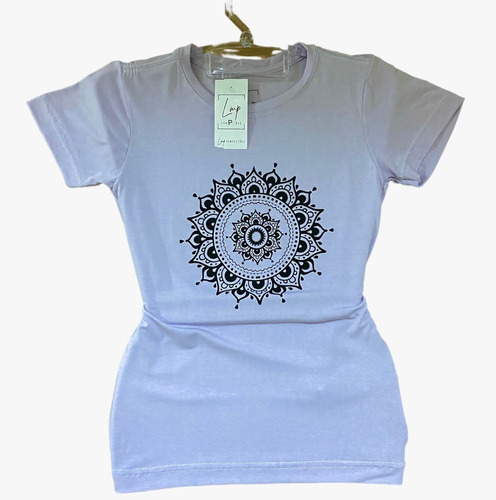 Camiseta Feminina Baby Look Viscolycra Mandala Yoga Relax