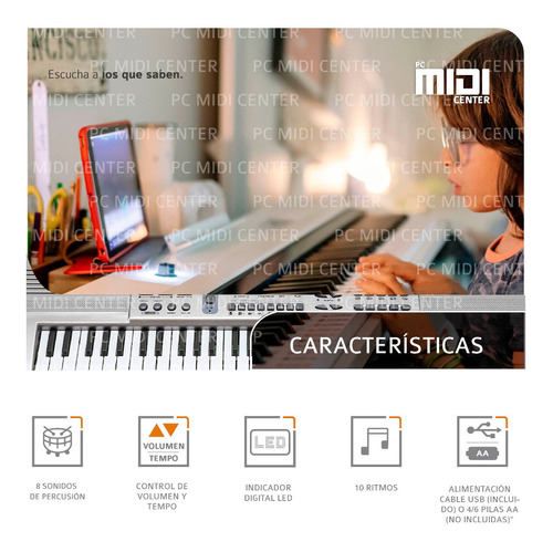 Imagen 6 de 10 de Organo Piano Teclado Musical Infantil Microfono Mq813 Usb