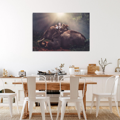 Cuadro Elefantes Animales Moderno Bastidor 90x60 Eu90