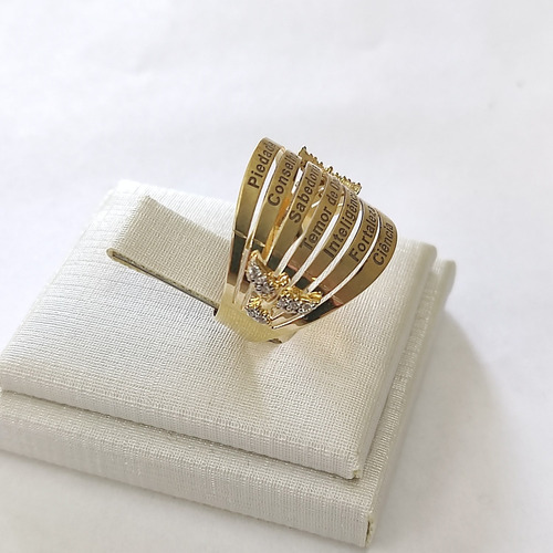 Anel Sete Dons Do Espirito Santo Ouro 18k 750