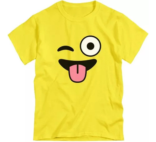 Remera Camiseta Dibujo Cara Feliz Emoji Lengua Unisex