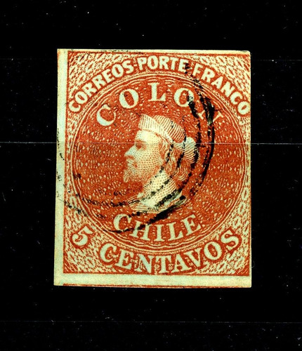 Sellos Postales De Chile. Primera Emisión, N° 1, Año 1853.