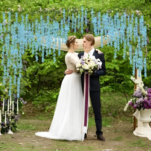 1.1m Flores Artificiales Glicina De 12pk Wisteria Colgantes Azul