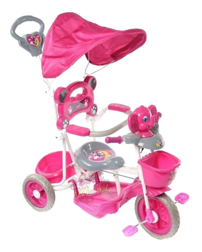 Triciclo Elefante multifuncional Dencar 7062 rosa