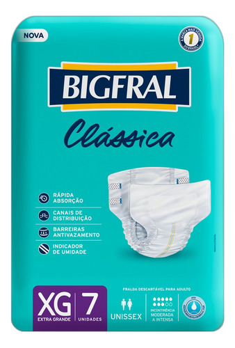 Fraldas para adultos descartáveis Bigfral  Clássica XG x 7 u