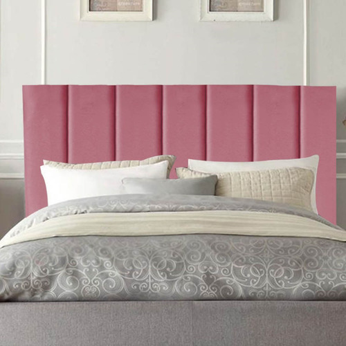 Cabeceira Estofada Cama Solteiro 90 Cm Sophia Carla Suede Cor Rosa