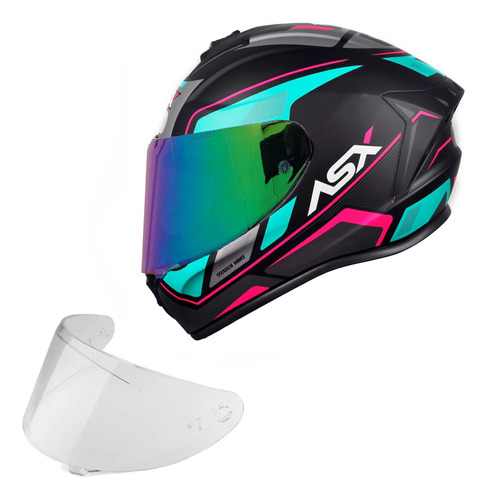 Capacete Asx + Viseira Camaleão De Moto Masculino Feminino