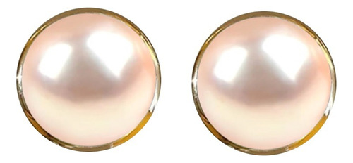 Aretes Perla Cultivada Rosa Natural Y Chapa Oro  A075