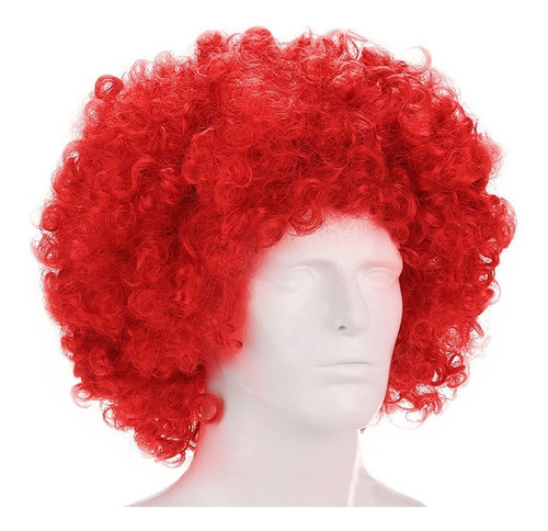 Imagen 3 de 9 de ¡ Peluca Afro Rojo Fantasía Fiesta Halloween Hora Loca !!
