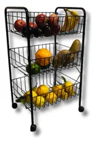 Comprar Carro Organizador 3 Canastos Ruedas Frutas Verduras Negro
