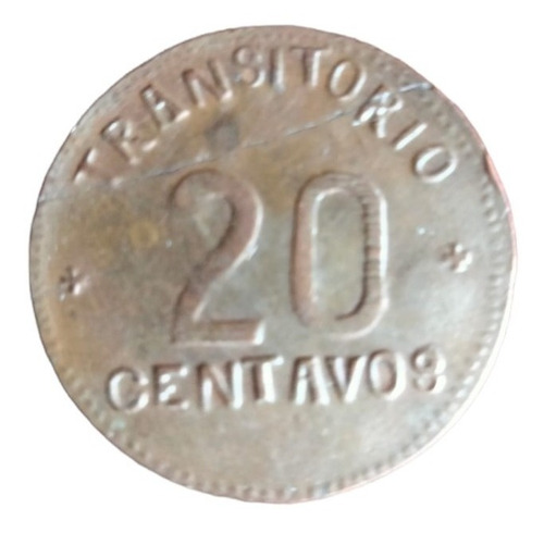 20 Centavos Francisco I Madero 1915 Puebla En Cobre