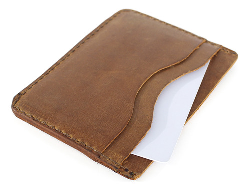 Tarjetero Porta Tarjeta Billetera Hombre Cuero Café