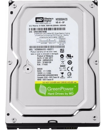 Hd  Western Digital 500gb 3gbs Pc 7200rpm Wd Green Power