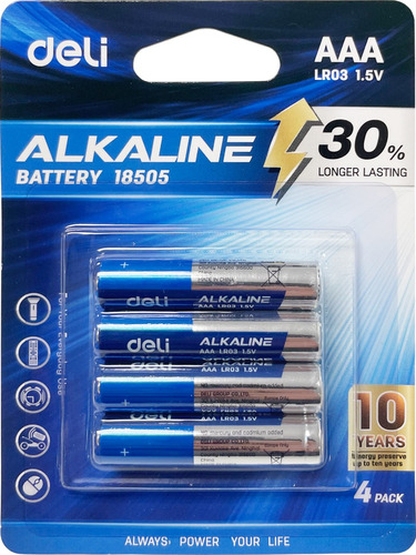 Pack 4 Pilas Aaa Alcalina 1.5v Durable Libre Mercurio Deli