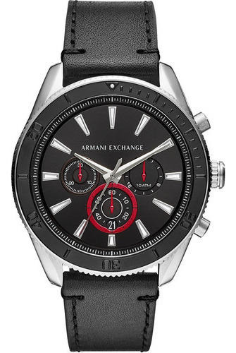 Reloj Armani Exchange Ax1817 Negro/plateado Piel Caballero Color De La Correa Negro Color Del Bisel Negro Color Del Fondo Negro