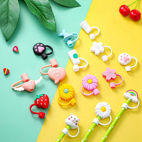 15 Fundas De Silicona Para Pajitas Reutilizables