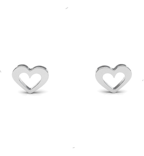 Imagen 1 de 10 de Aretes Broqueles Plata 925 Corazón Mujer Niña Agálea Joyería