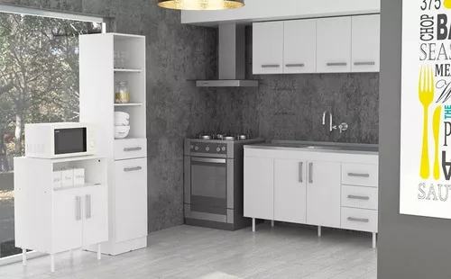 Mueble organizador de cocina blanco para horno y microonda con