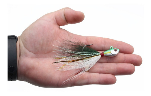 Isca Artificial Pesca Xuxinha Pena Penacho Jig Head Tucunare Cor Verde