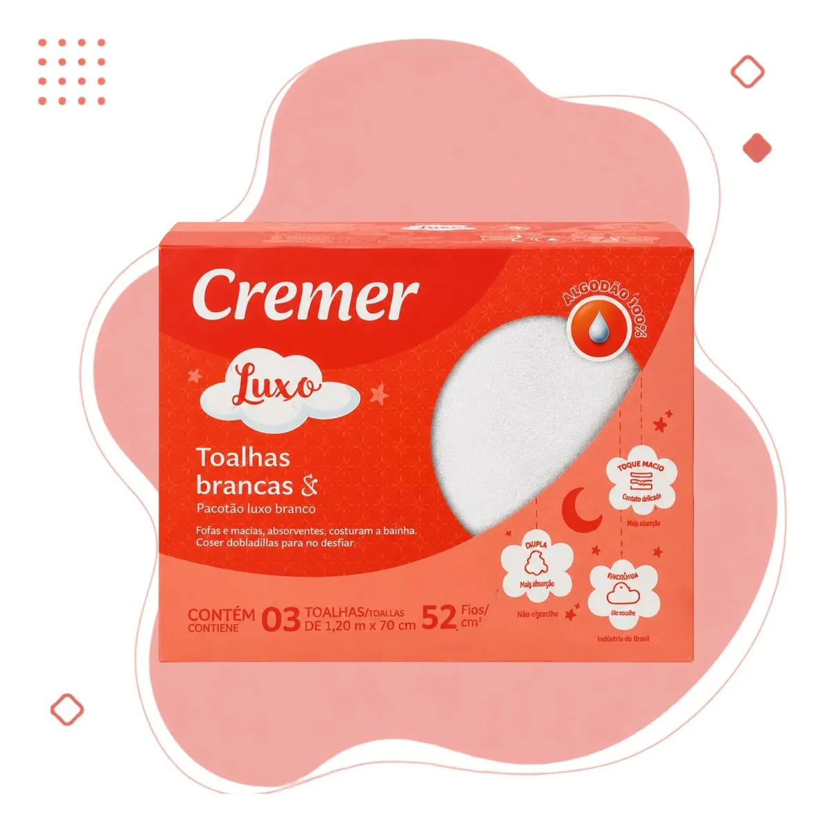 Toalha Fralda Luxo Branca Cremer